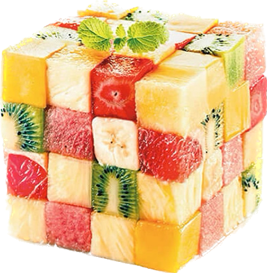 Rubix cube made out f fruits